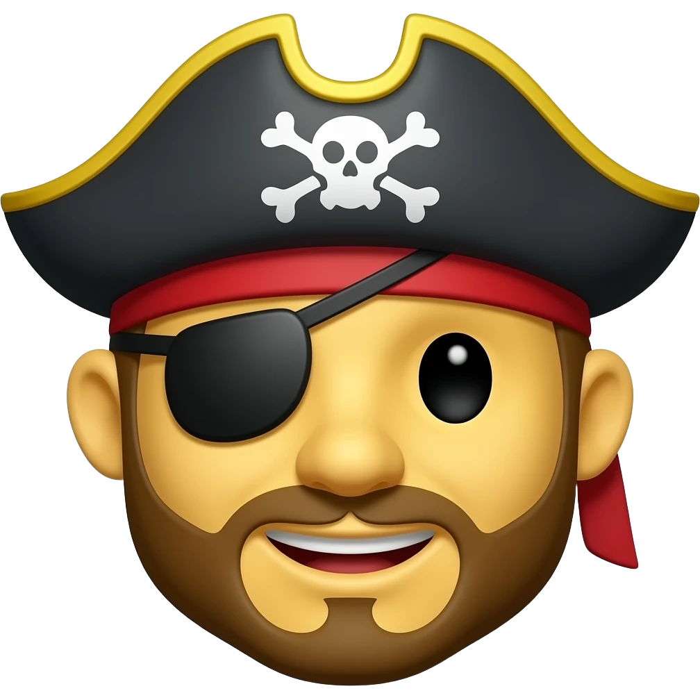 A emoji with pirate style anwith a yellow head body not any Body emoji
