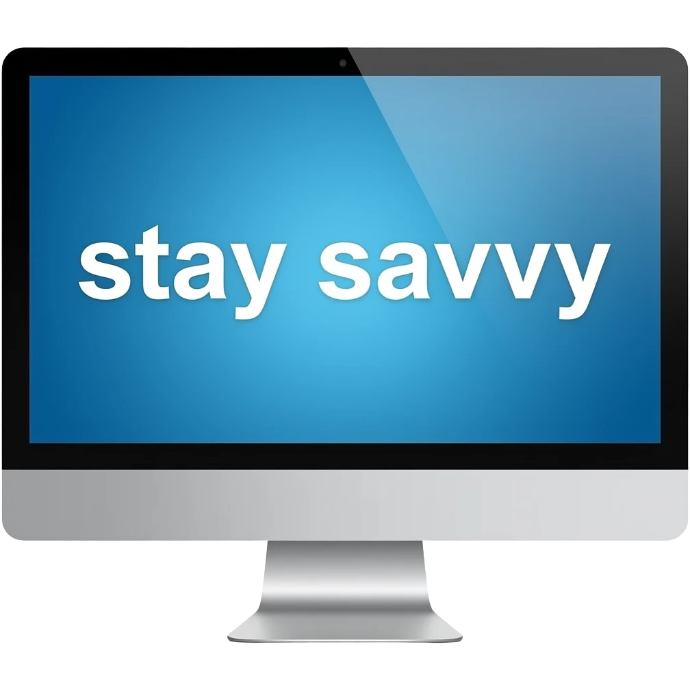 emjoi that says stay savvy on a computer screen emoji