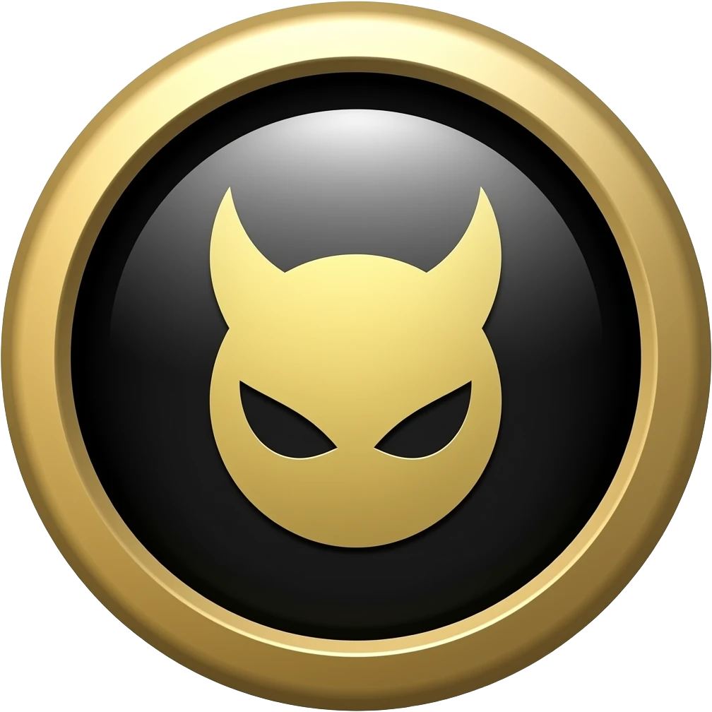 black and gold badge with the same skin city country club devil in the middle emoji