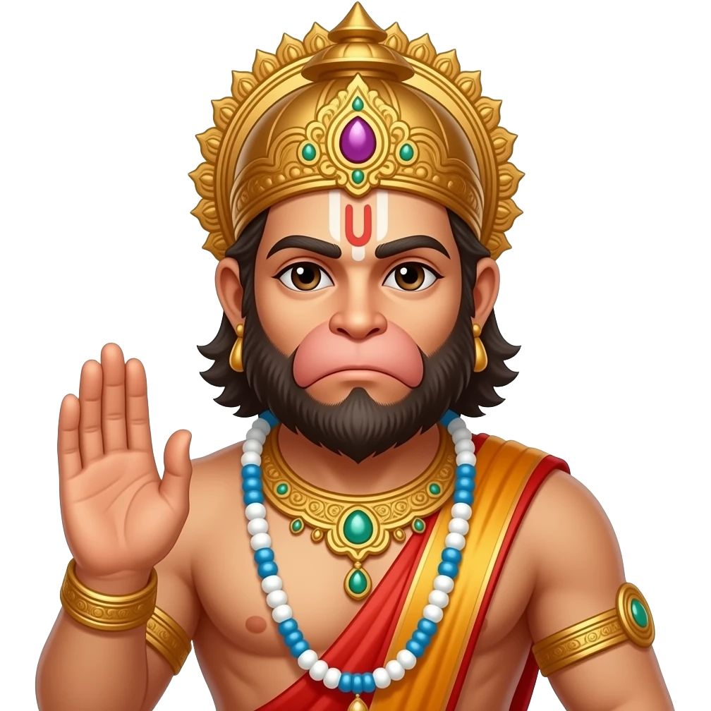 Look like realistic Lord hanuman giving us to blessings emoji