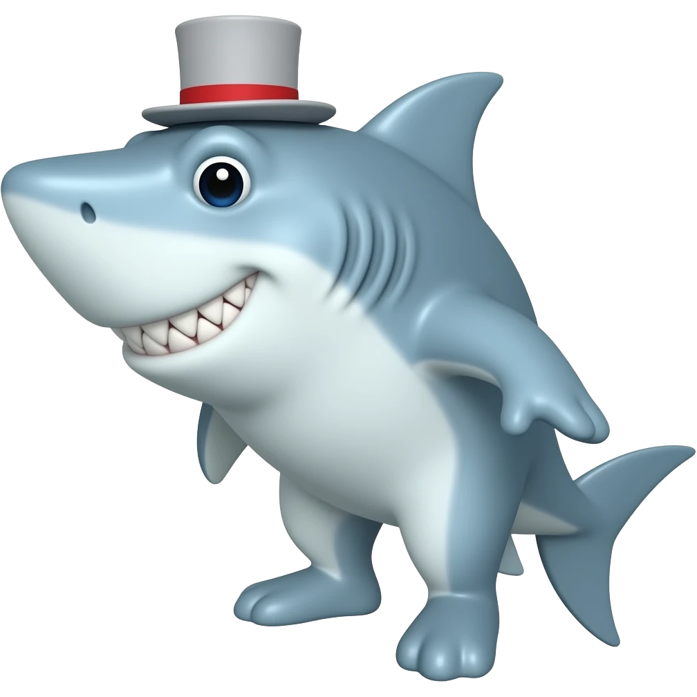 Shark with a top hat emoji