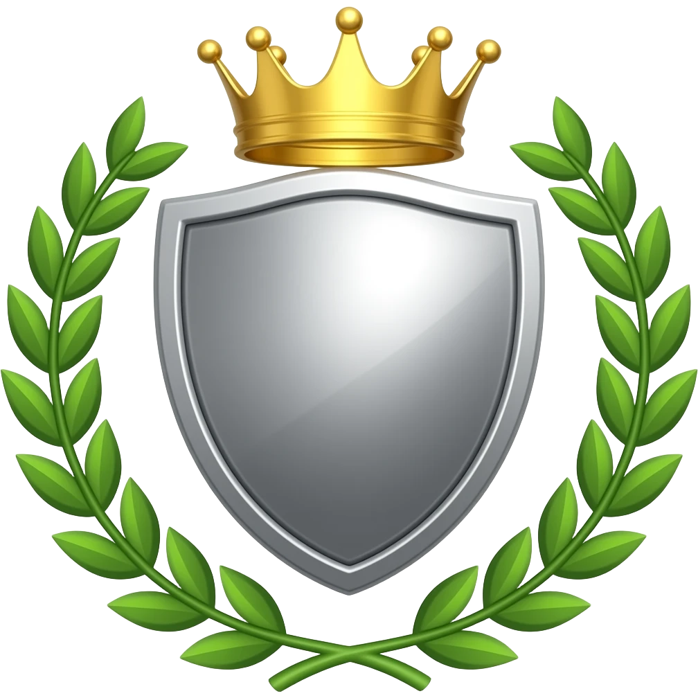 shield with a crown over it and a wreath surronding it emoji