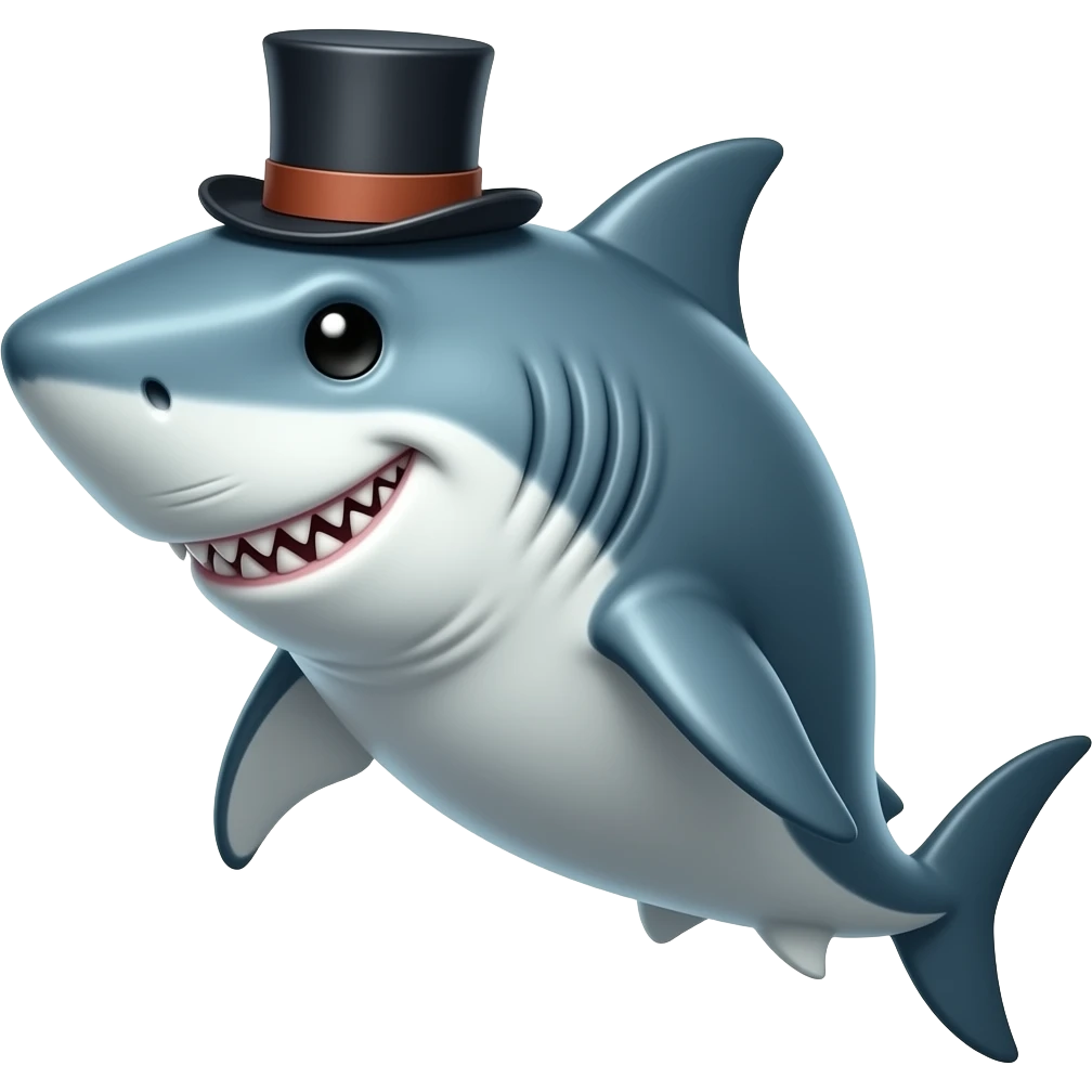 Shark with a top hat emoji