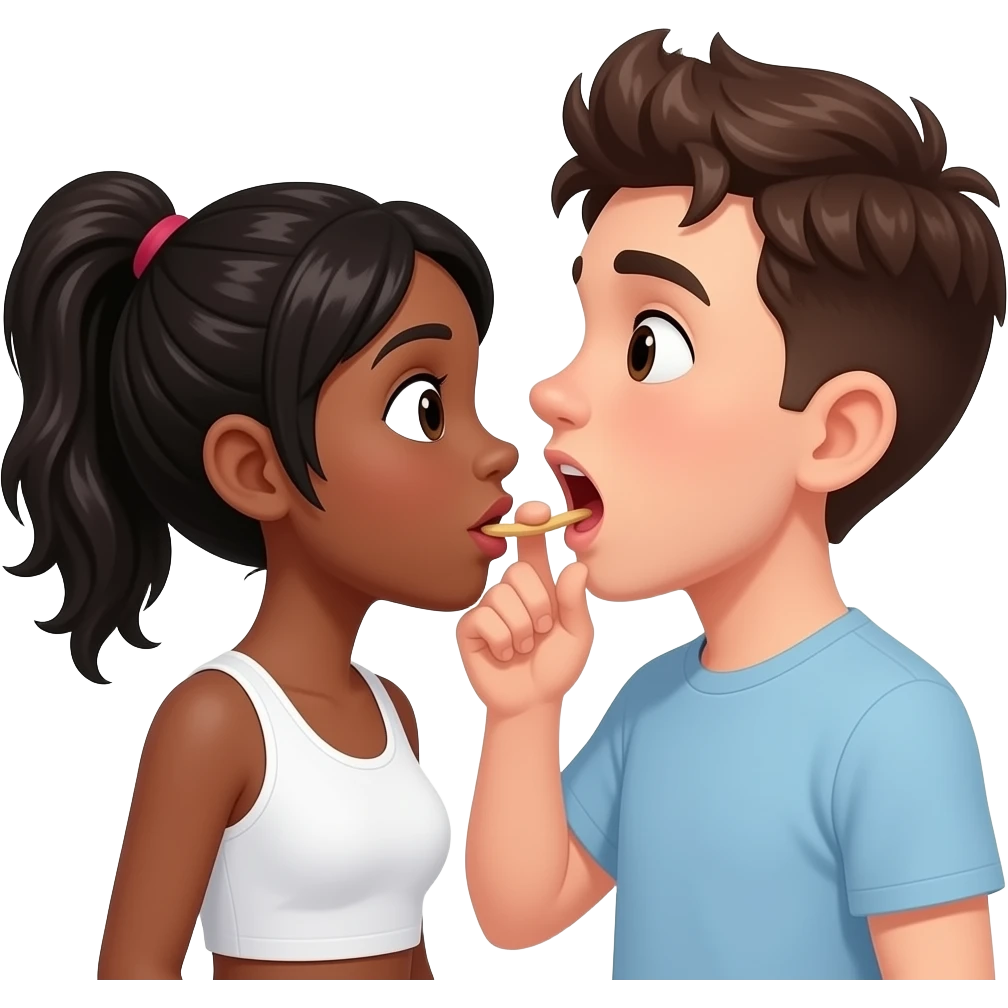 Black girl eating a boy whole down her throat emoji