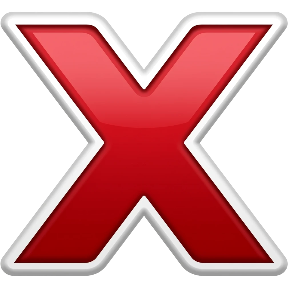 Simple and minimalistic sticker of red x, white outline emoji