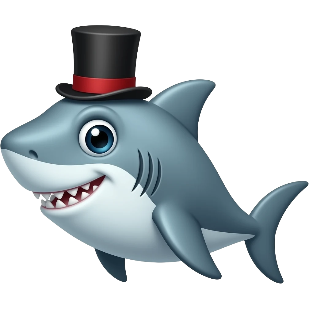 Shark with a top hat emoji