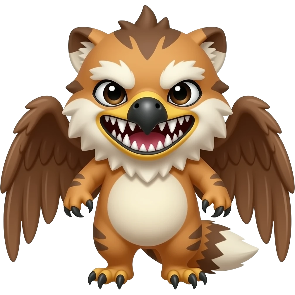 Cute mutant griffin-genet-tanuki-hybrid with sharp long saber teeth emoji