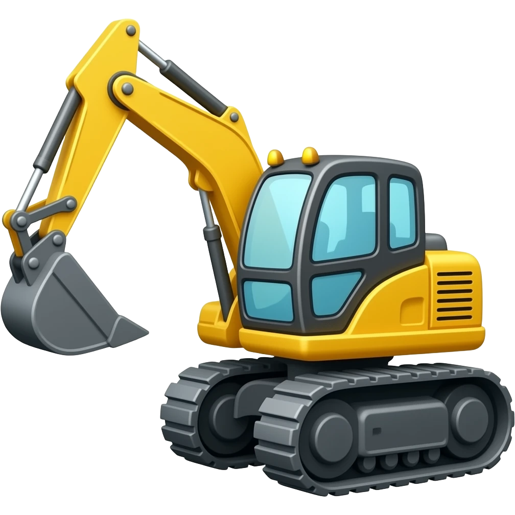 Small personal excavator cartoon emoji
