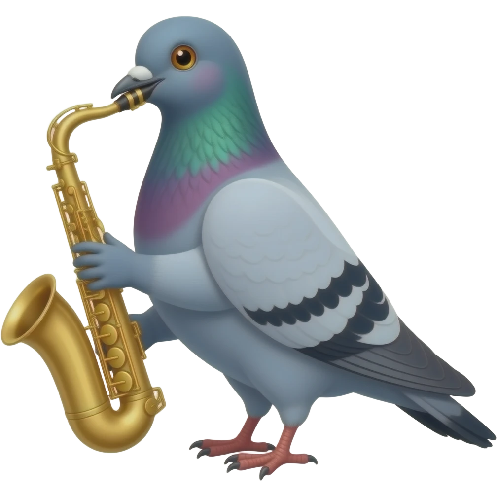 Pigeon with saxophone emoji