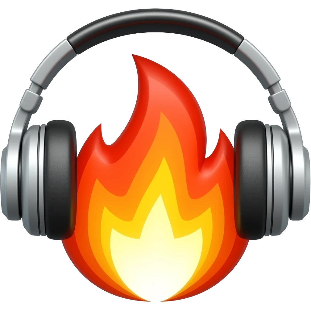 Fogo emoji com fone de dj emoji