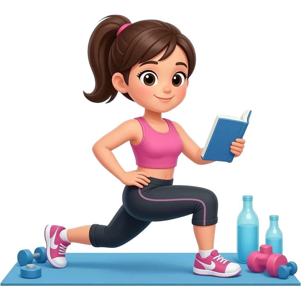 边健身边看书的女孩 emoji