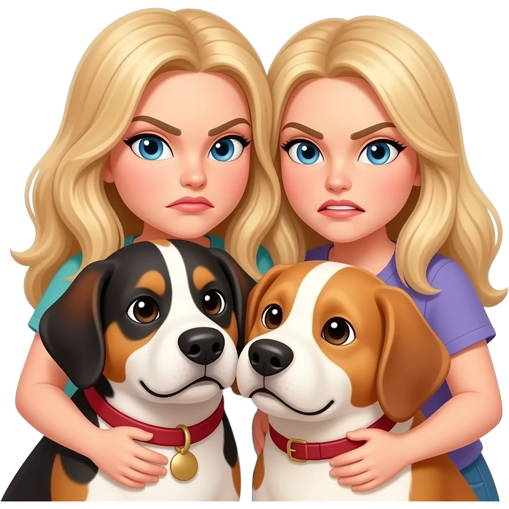 Angry Blonde Women hug Their Dogs emoji