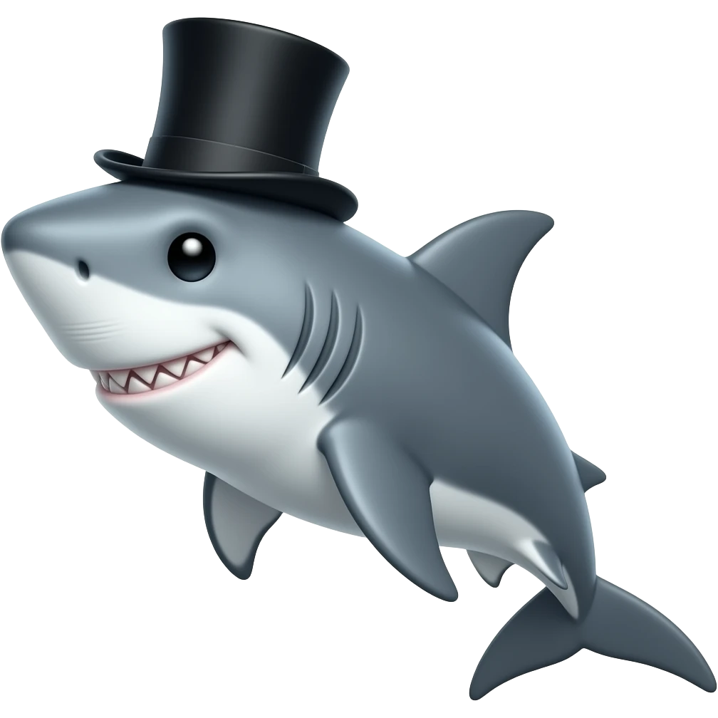 Shark with a top hat emoji