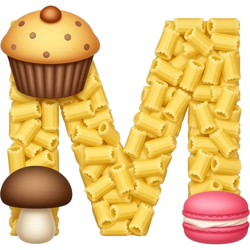 M is for munching,muffin,mushroom,macaroni emoji