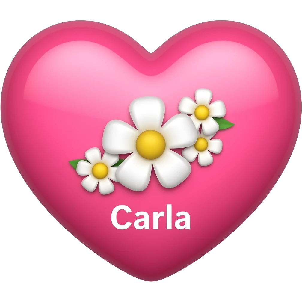 Coração cor pink com flores no meio o nome Carla emoji