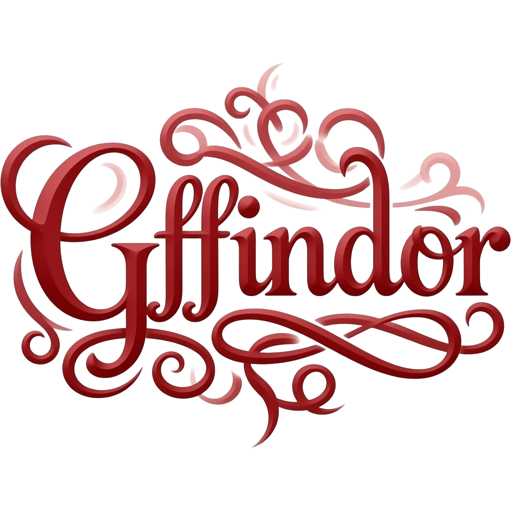 Gryffindor word with red and fancy writing, in theme for HP emoji