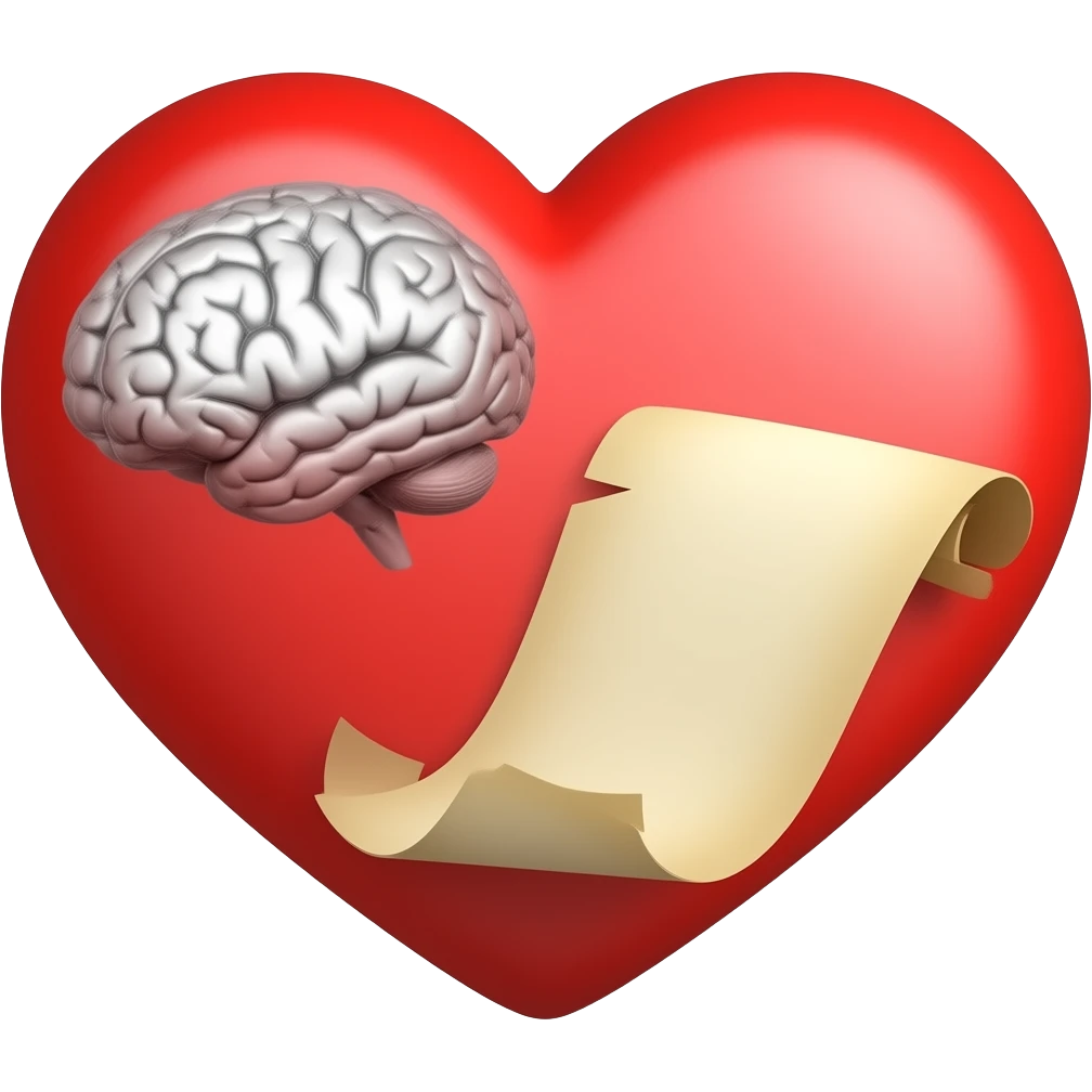 make a heart with a brain and an open srcoll emoji