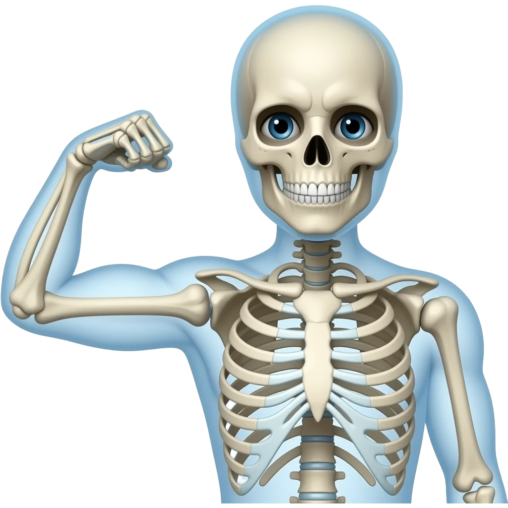 He flex his biceps skeleton and one hand emoji