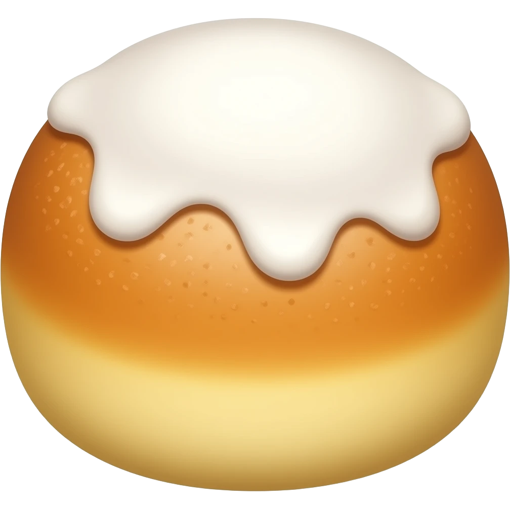 Round sweet bun with a white icing glaze on top emoji