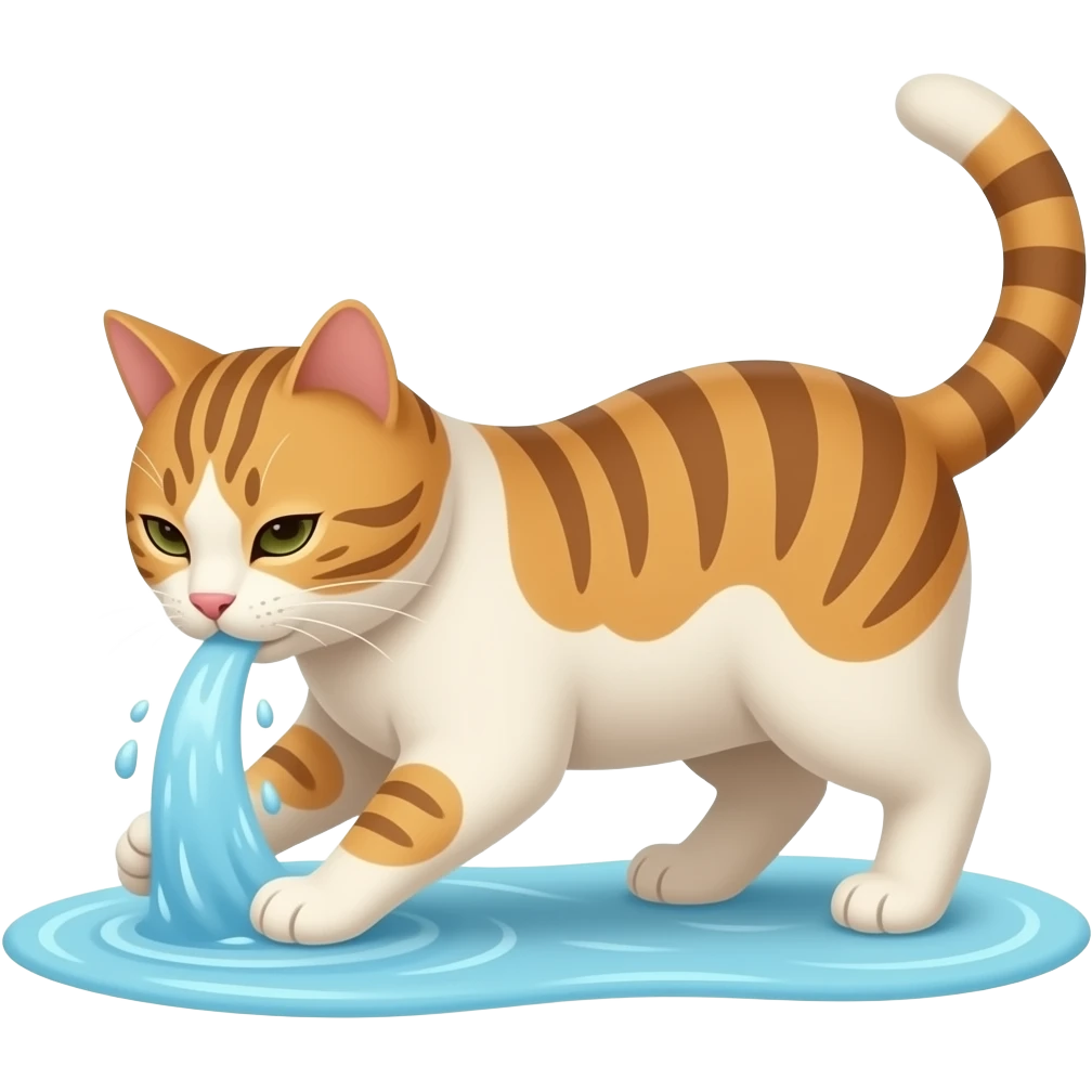 A cat playing with water emoji