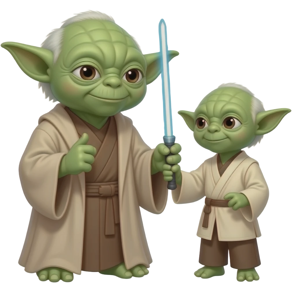 GRAND MASTER YODA TRAINING YOUNG PADAWAN LEARNER YOUNG ANAKIN SKYWALKER (yoda should be smaller than anakin) emoji