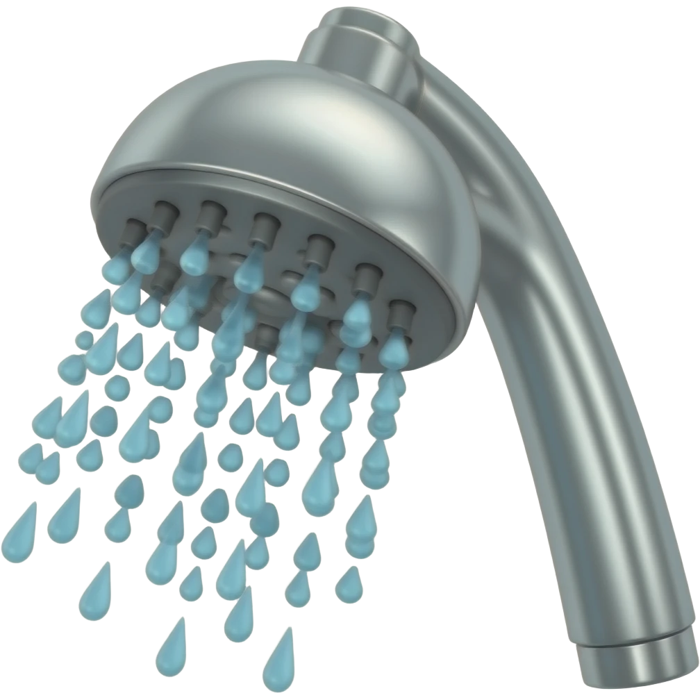 Cartoon shower: just the showerhead and water jets. The jets should be the color of water, slightly bluish. emoji