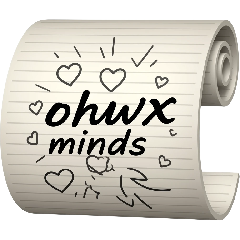 scroll with writing with hearts and minds emoji