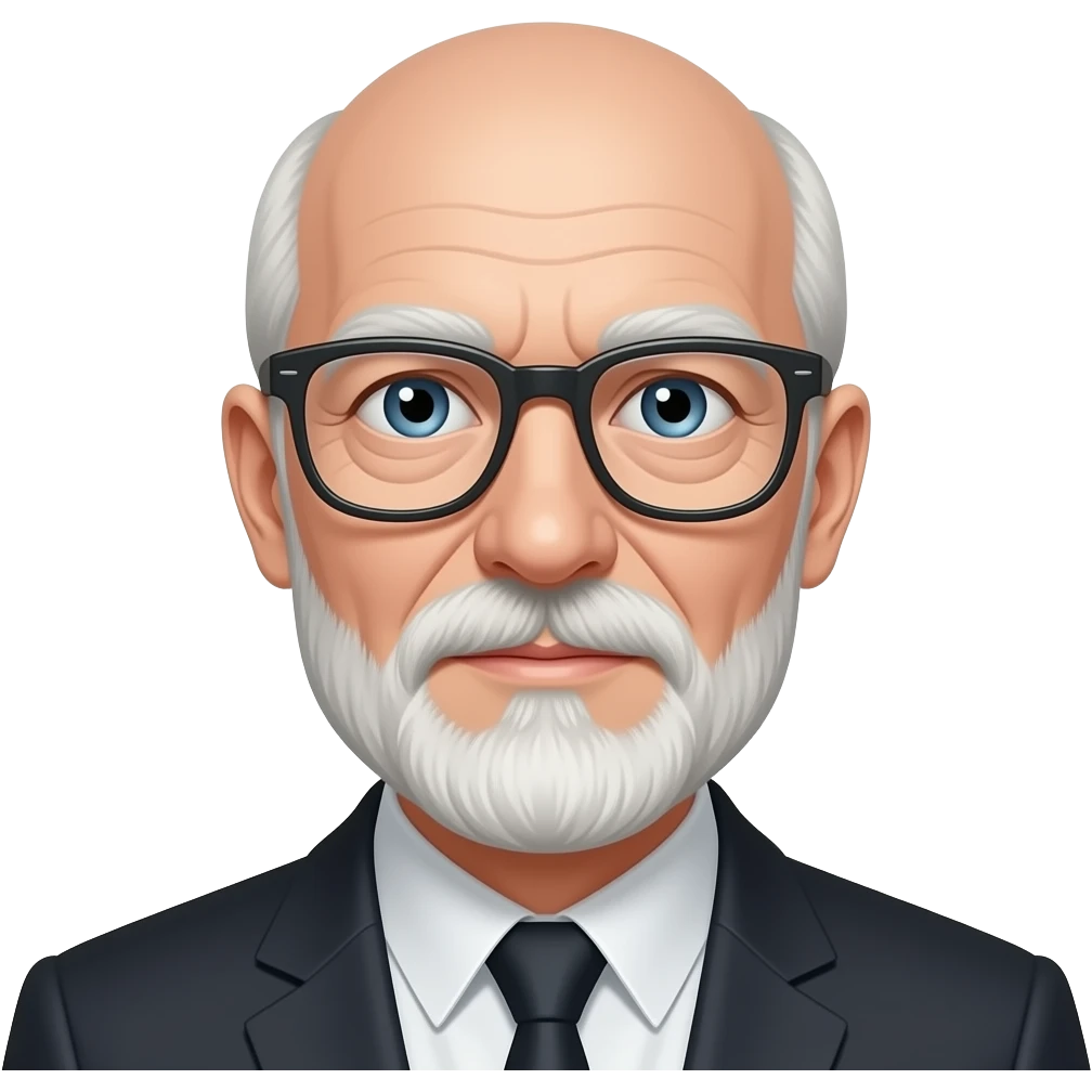 blue eyed, shaved bald head old man with long face, and glasses emoji