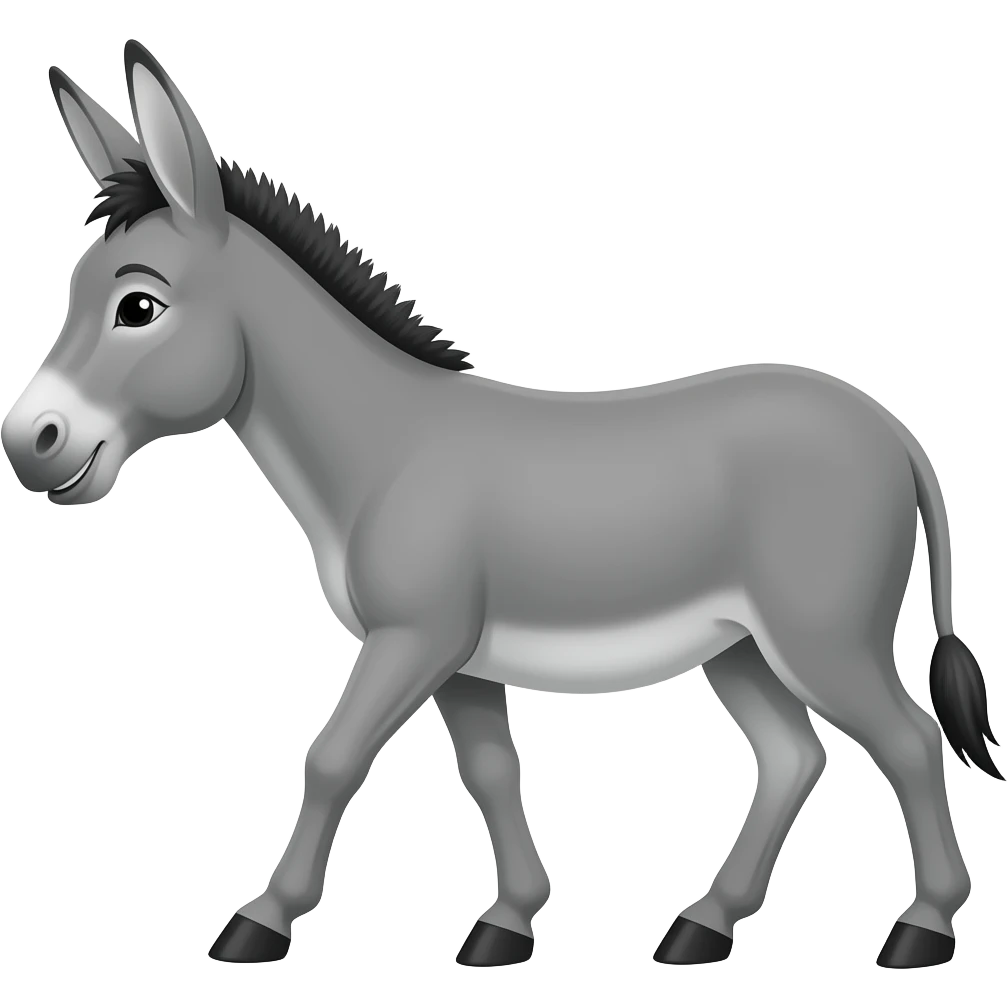 Cartoon grey donkey walks emoji