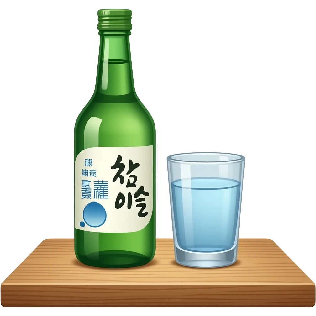 soju bottle and shot glass together emoji