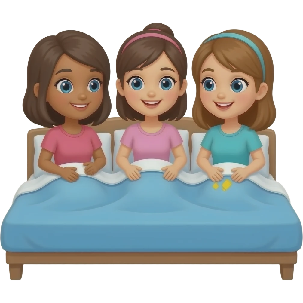 three women swap in bed emoji