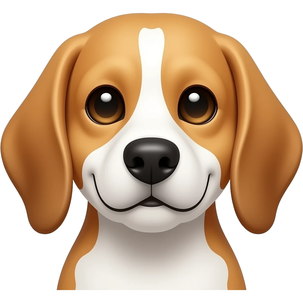a lemon beagle with almost fully white face and a slight cheeky grin emoji