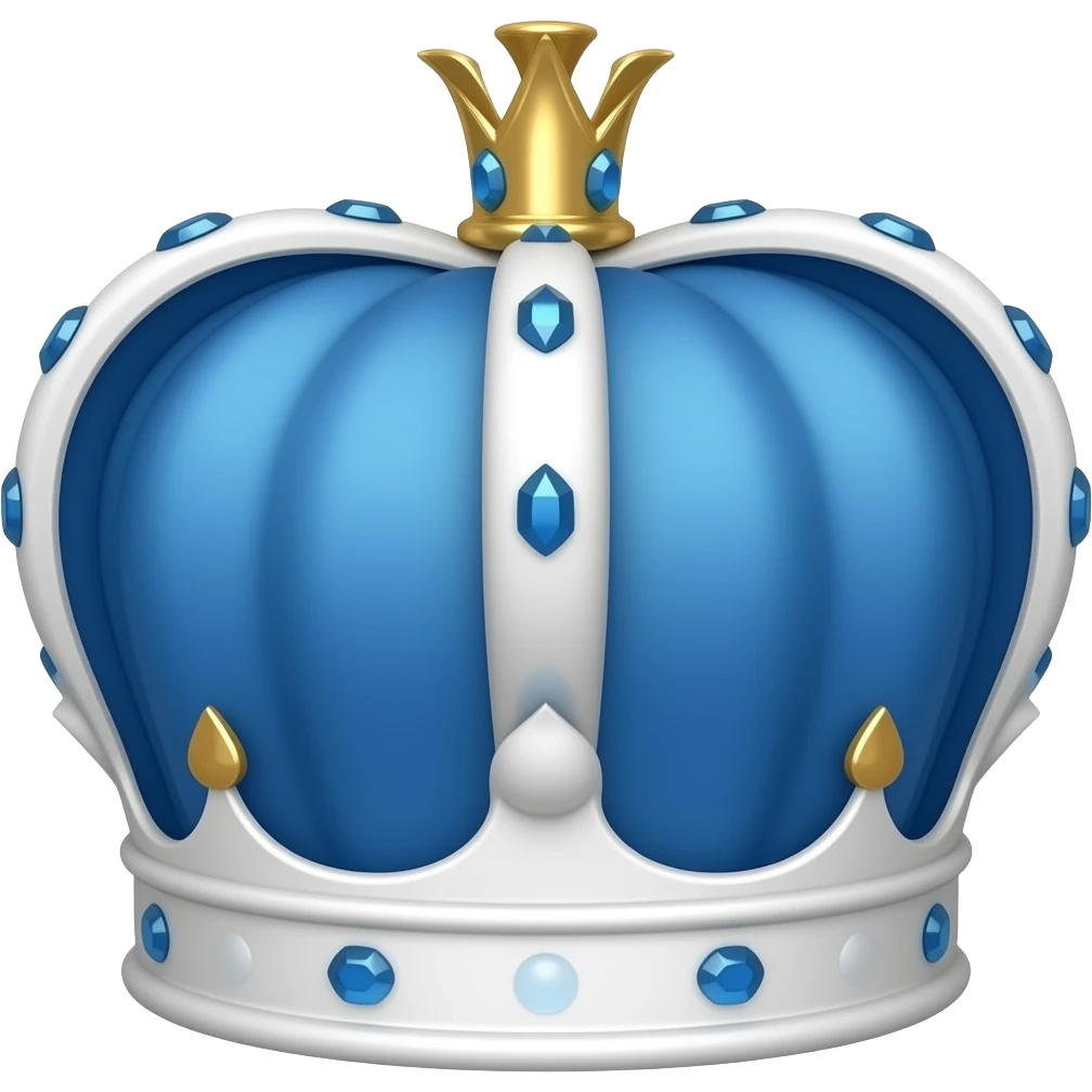 blue and white king pointy crown with gewls emoji