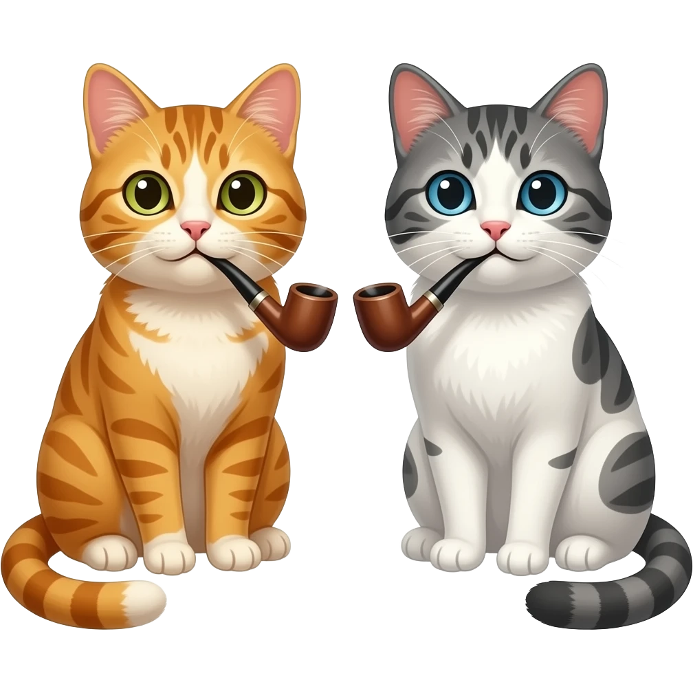two cats smoking crackpipes emoji