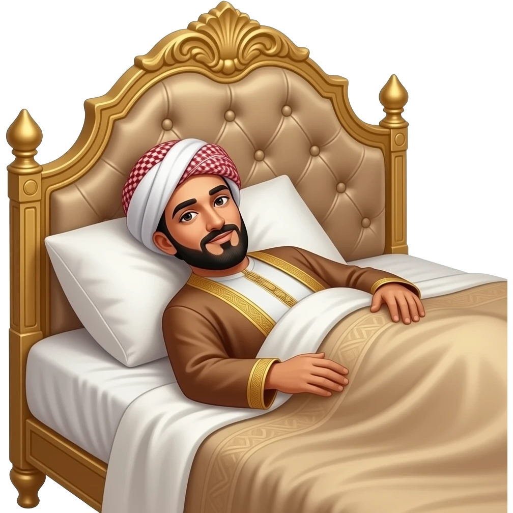 Текст  "Султан ложится спать". emoji