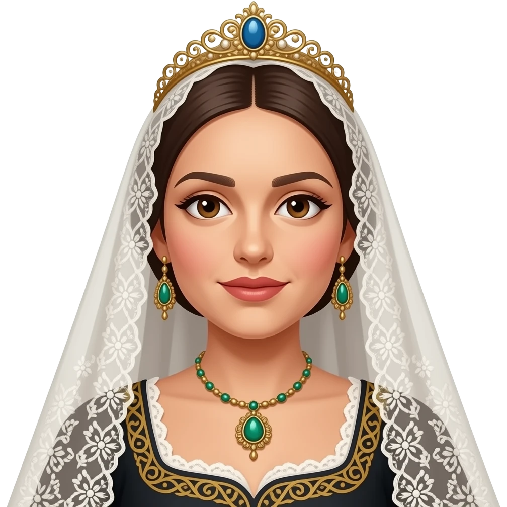 mujer con mantilla de bordados elaborados y peineta para la mantilla de andalucía emoji