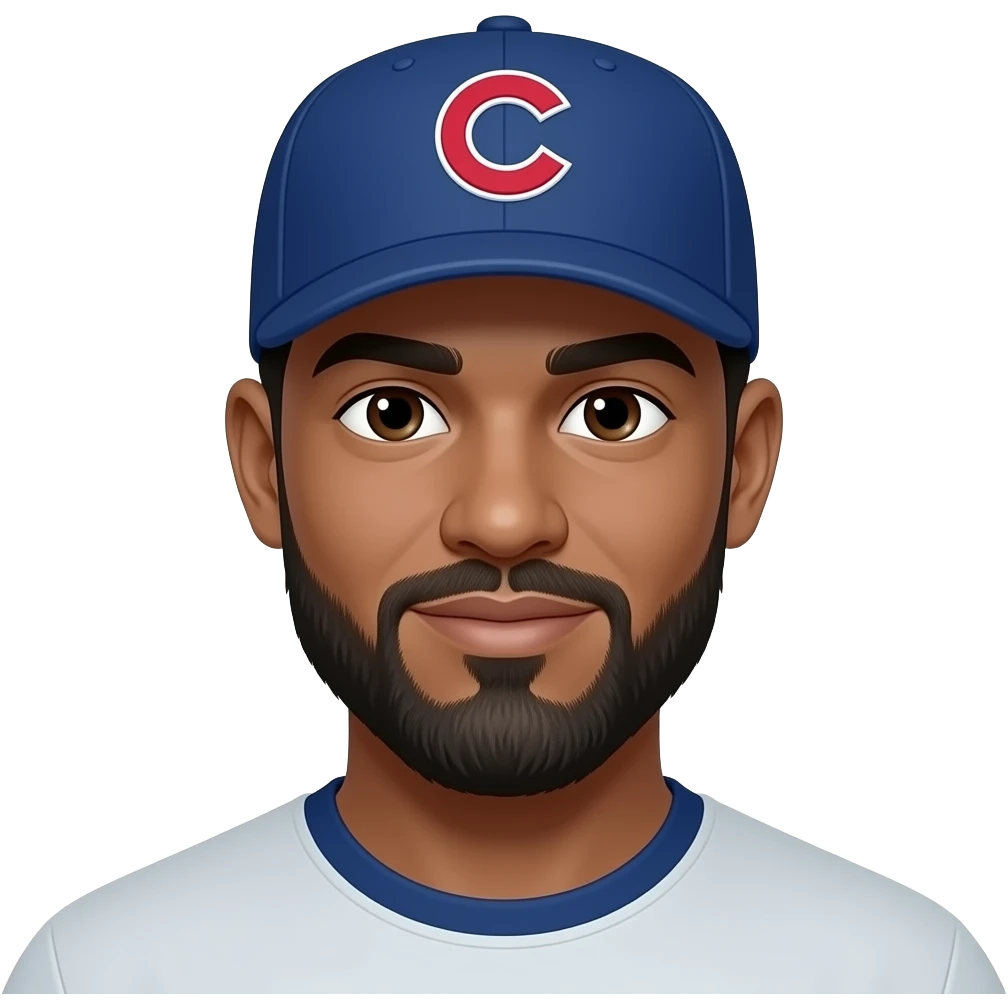 Adult black male with gotee beard with Chicago baseball hat on emoji
