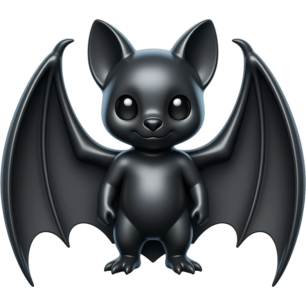 Create high-quality glossy emojis with a vibrant modern style.Make the emojis look premium, shiny, and eye-catching with bright highlights, smooth gradients, soft reflections, and glowing details. Bat emoji emoji