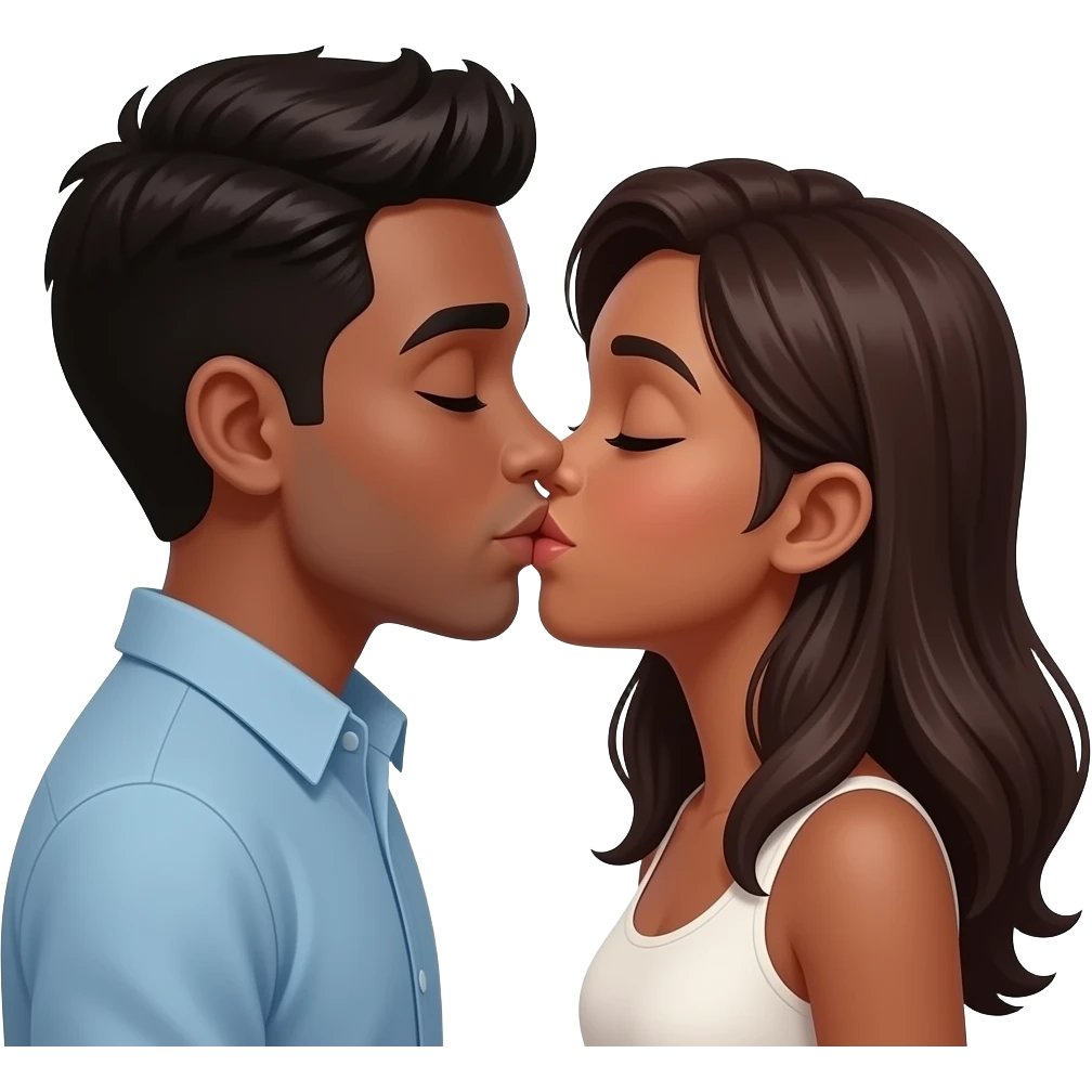 black gf & bf kissing emoji