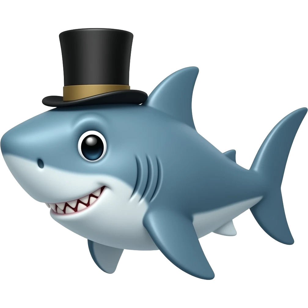 Shark with a top hat emoji