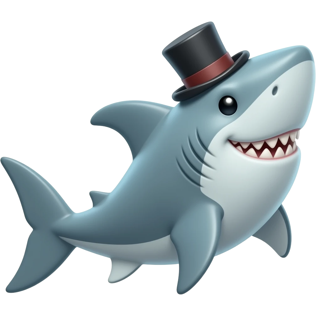 Shark with a top hat emoji