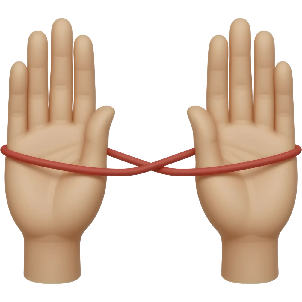 Red string in between two other hands holding them emoji