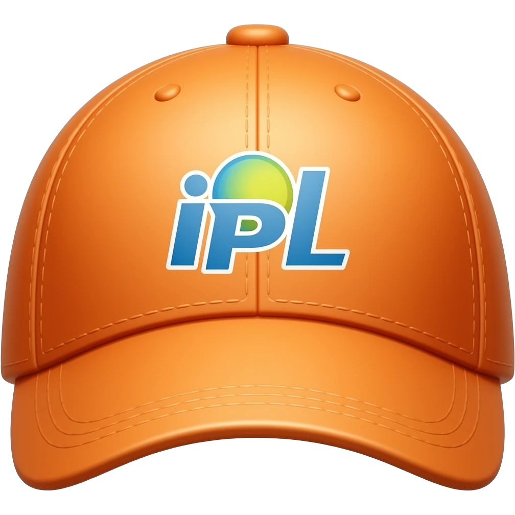 Orange cap with ipl logo written on it emoji
