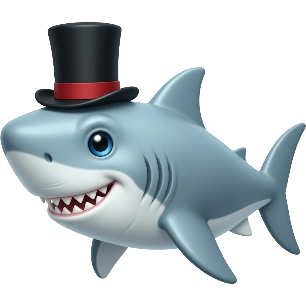 Shark with a top hat emoji