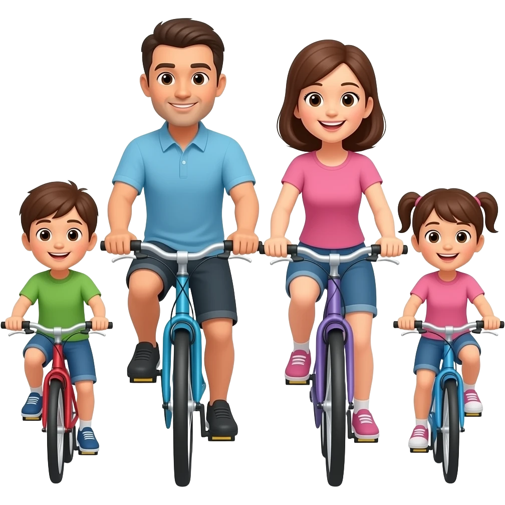 родители и дети на велосипедах emoji