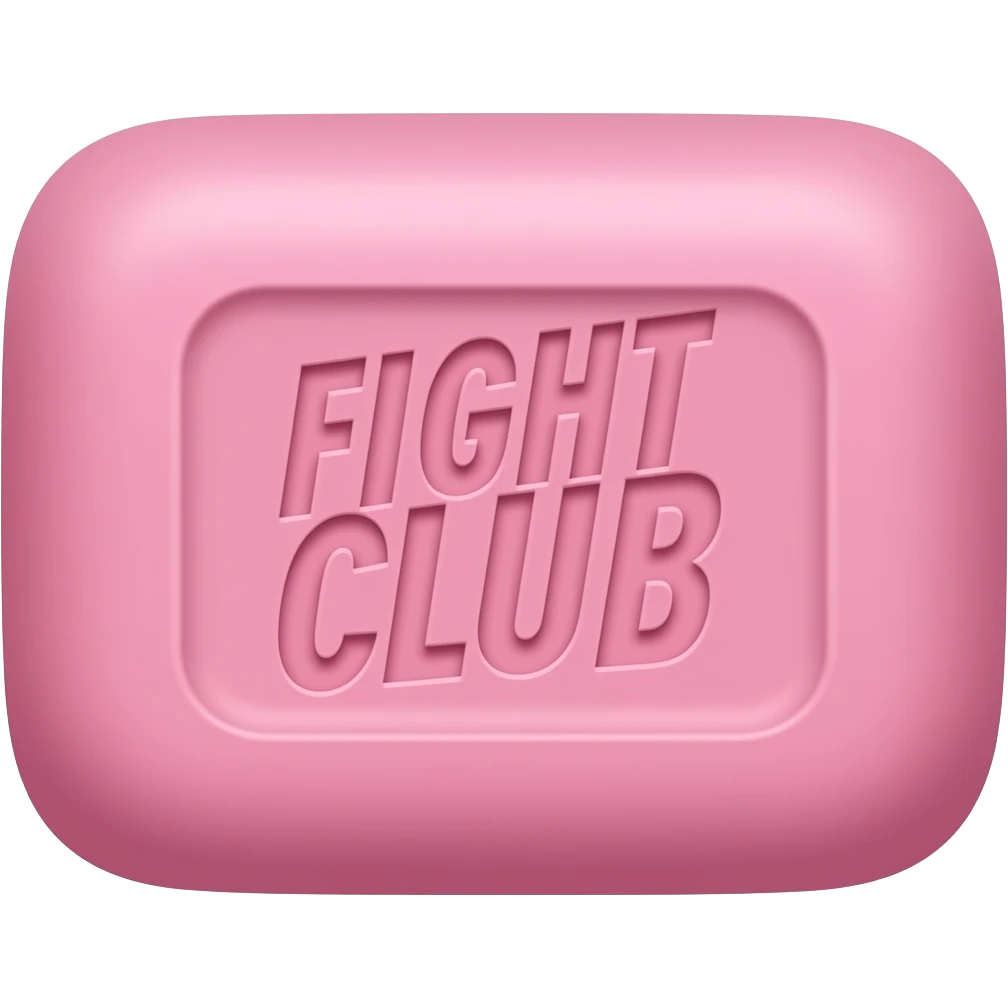 plain pink soap bar with fight club in middle emoji