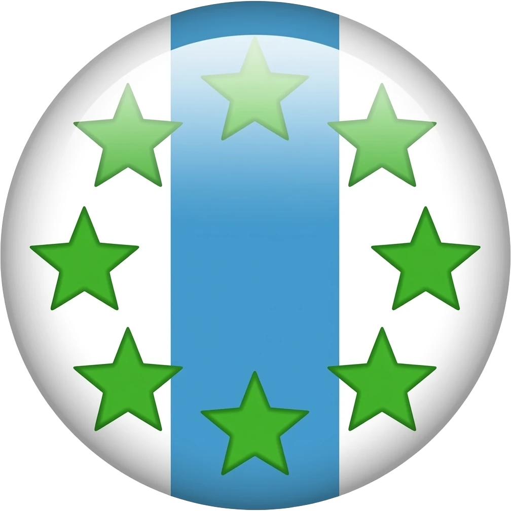 haz la bandera de canarias como un emoji de Apple pero en el centro haz que el recuadro azul sea de color celeste y dentro de ese recuadro celeste hazlo con 7 estrellas circulares de color verde emoji