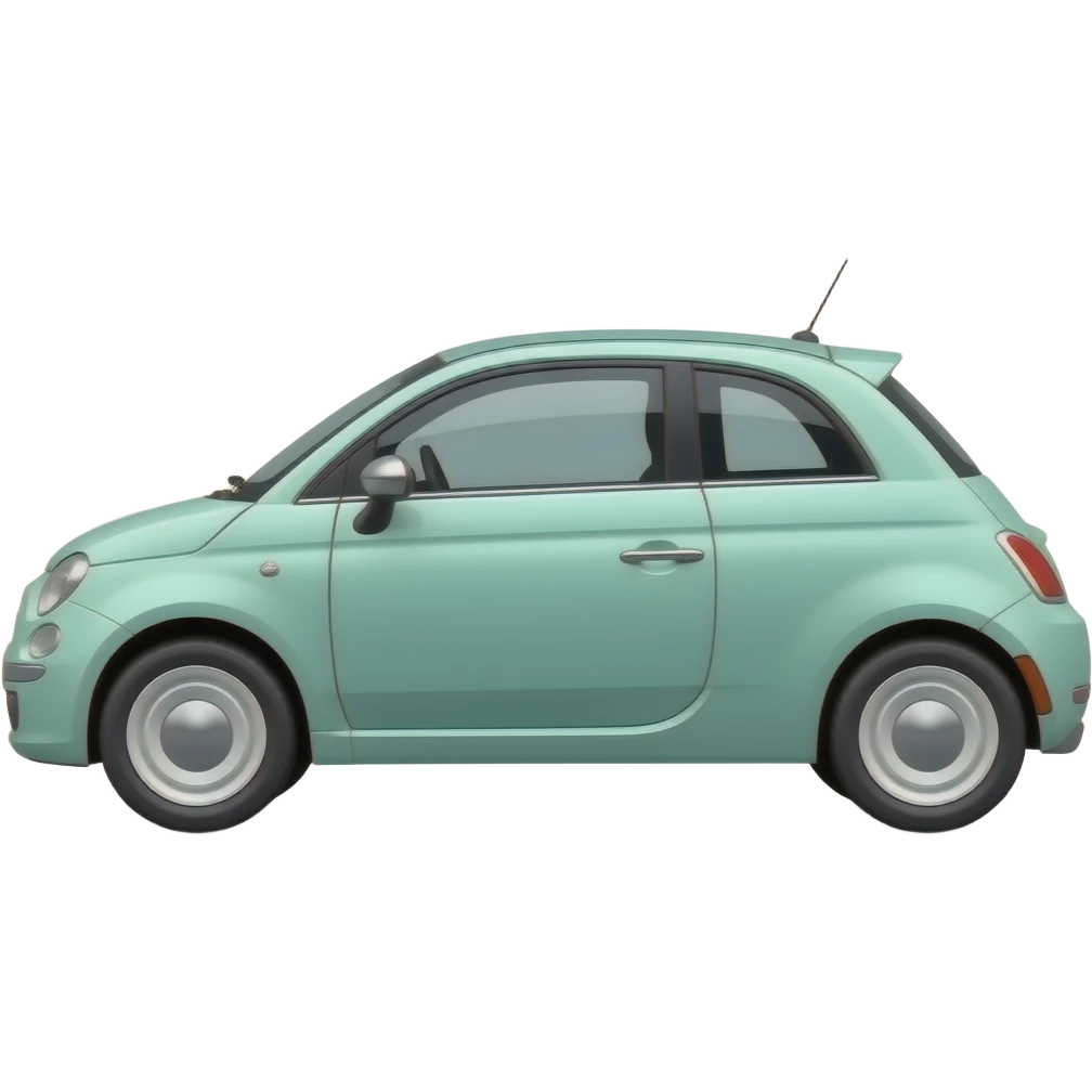 mint green fiat 500 twinair vintage white wheelcovers total sideview emoji