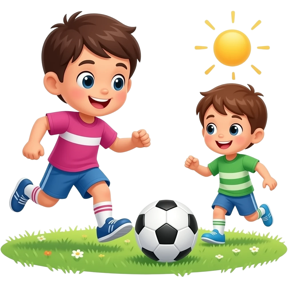 niños jugando futbol emoji