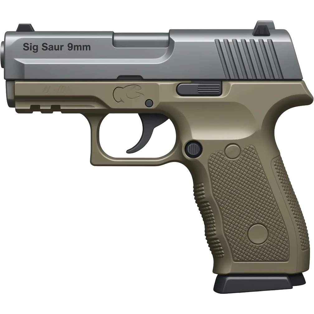 Make the sig saur 9mm pistol and add the name "Sig Saur 9mm" on the barrel . Make the name darker.   Make a red dot sig saur ROMEO-RS COMPACT ROSE sight on the gun. emoji